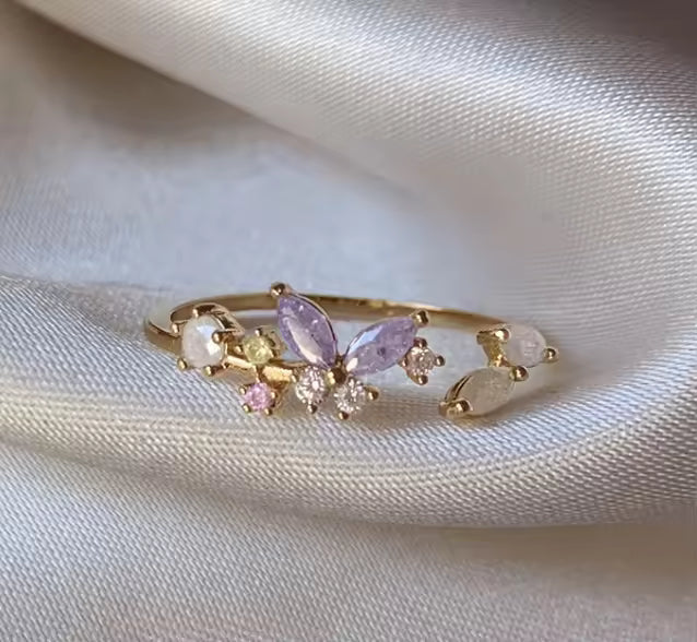 Premium Zircon Butterfly Delulu