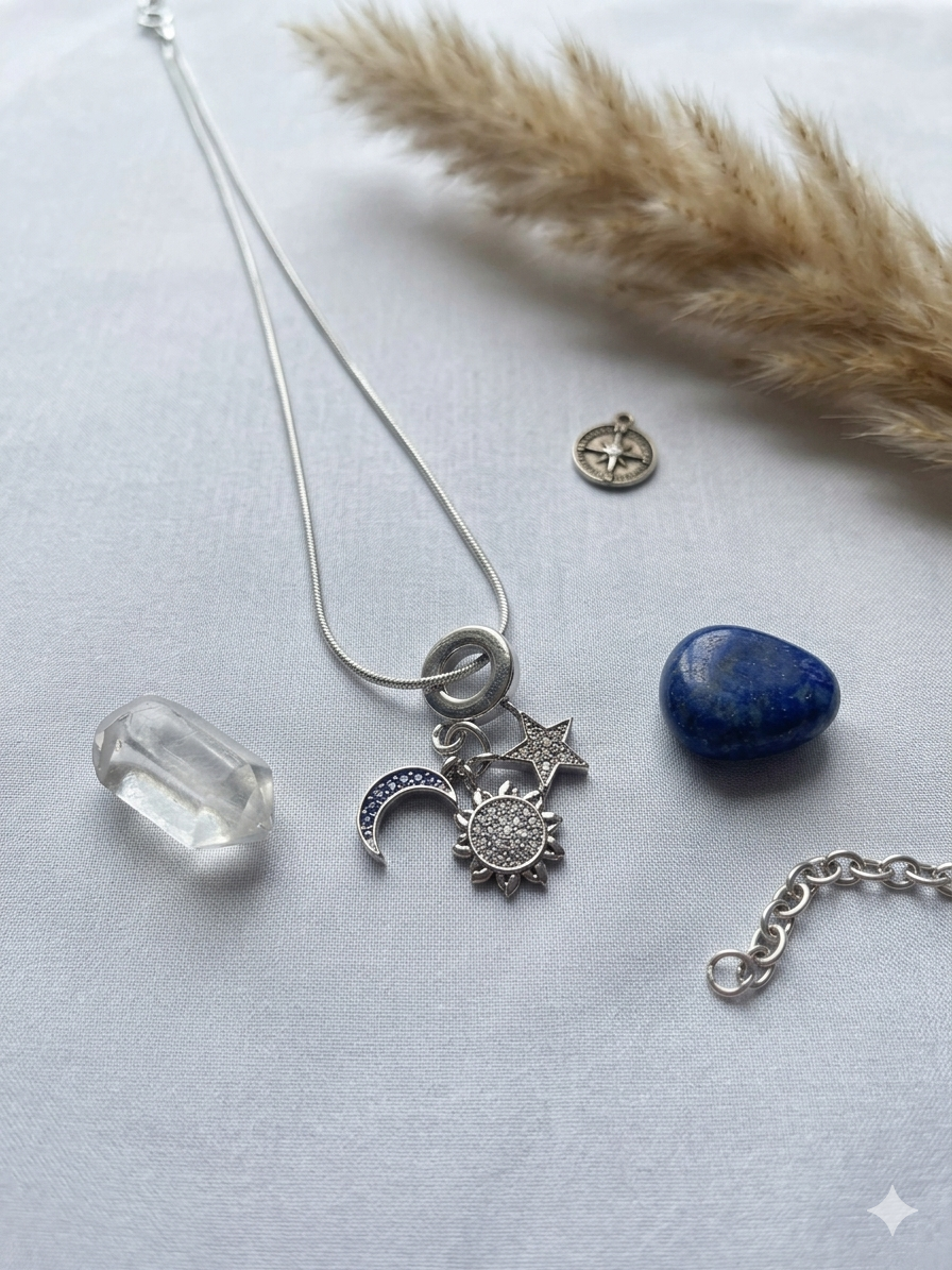 Anti-Tarnish Moon and Star Charm Necklace Main image