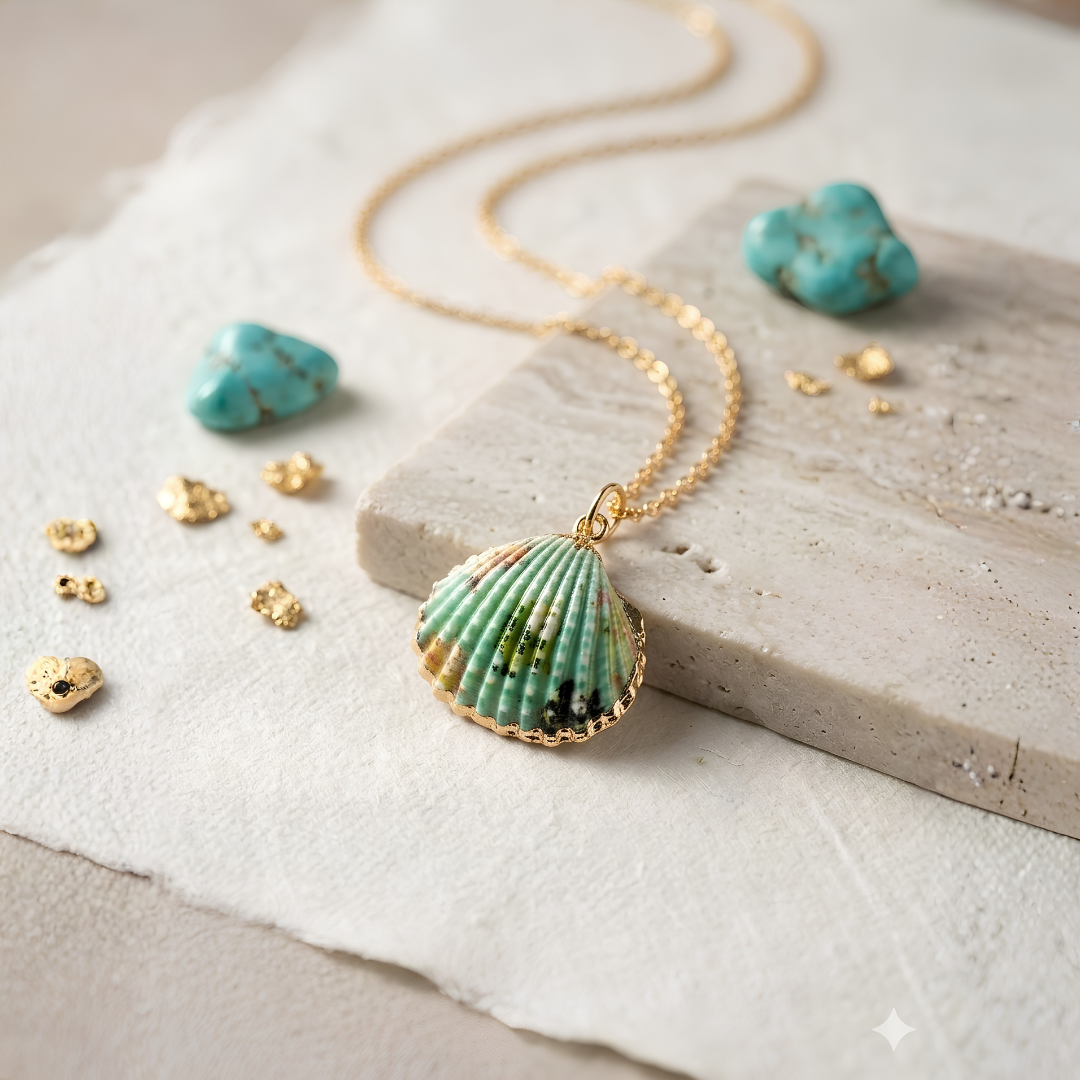 Sea Green Shell Charm Necklace Main image