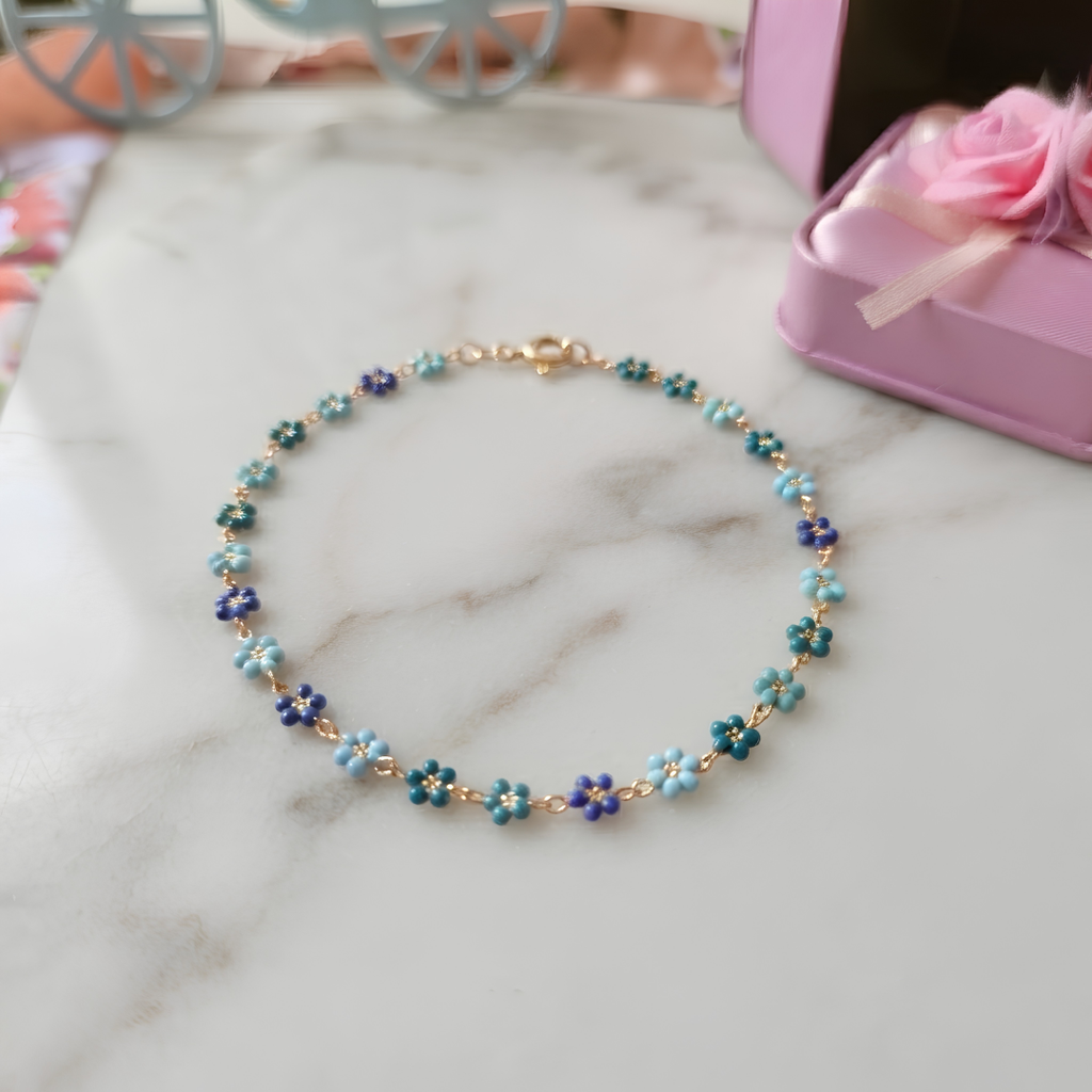 Anti-tarnish Flower Garland (Blue)