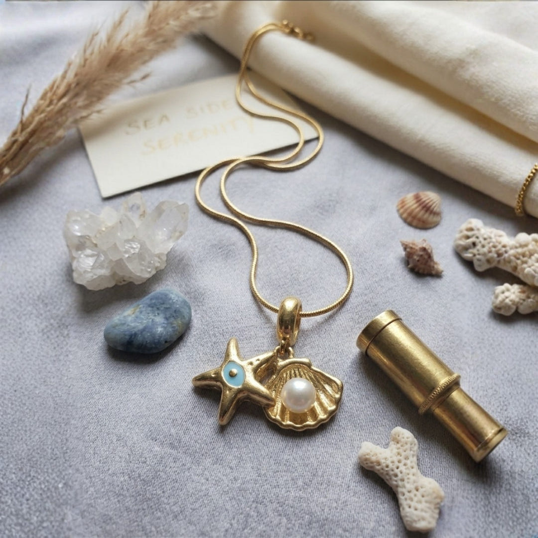 Anti-Tarnish Sea Shell and Star Necklace