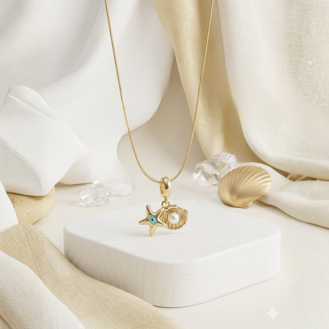 Anti-Tarnish Sea Shell and Star Necklace