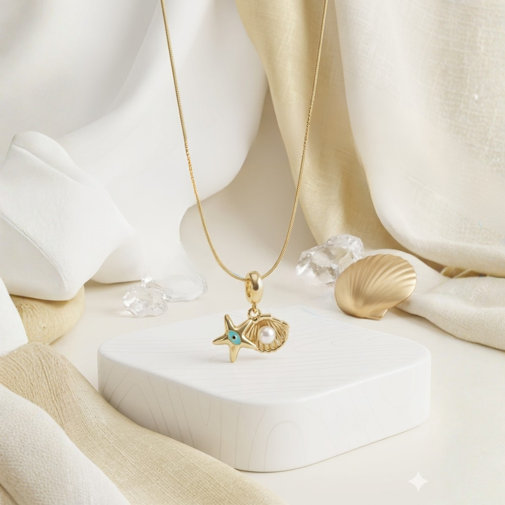 Anti-Tarnish Sea Shell and Star Necklace